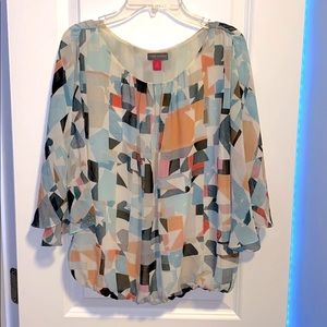 Vine Camuto block pattern blouse
